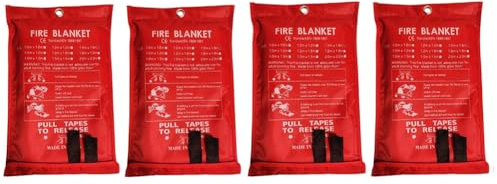 Sunmeit 4 coperte antincendio di emergenza, coperte antincendio, coperte antincendio per cucina, griglia, camino (59 pollici x 59 pollici)