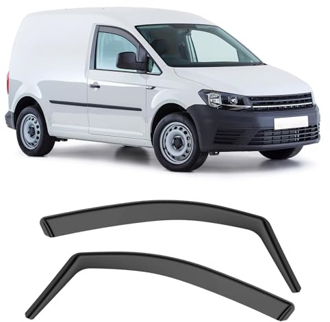 GEARMONSTER Windabweiser Passend Für Volkswagen Caddy 2005-2018, Regenabweiser, Integrierte Deflektoren Integrierter Windabweiser, Vorne, Schwarz, 2 Stück | In-Channel Regenabweiser, Fensterdeflektor, Regenschutz, Windschutz, PC-Material, integrierte Ausführung, einfache Montage