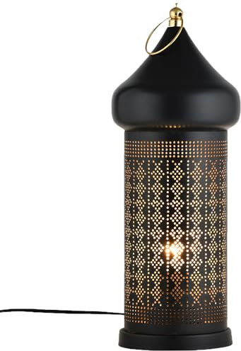 Marrakech Lampada da tavolo da comodino, 45 cm, decorazione orientale, lampada da terra in soggiorno, camera da letto e cameretta dei bambini, lampada da tavolo marocchina Tangis, in metallo nero con