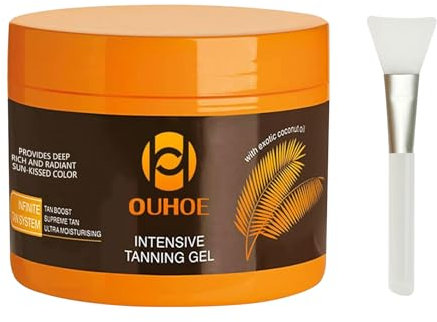 Acelerador Bronceado,Intensive Tanning Gel,Crema de Loción Autobronceadora,Bronceador Facial Corporal Con 1 Cepillo Aplicador,Apto Para Tomar El Sol Y Practicar Deportes Al Aire Libre