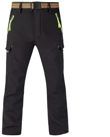 Hpbygstae Pantaloni termici impermeabili per ragazzi e ragazze, pantaloni da neve invernali, pantaloni cargo imbottiti, pantaloni da sci softshell, per bambini, #63-nero, 110/120 cm