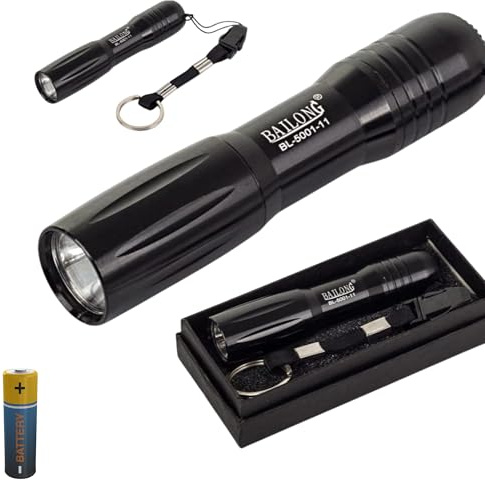 Genérico Linterna Led Luz Ideal para la Casa Jardín Garaje Coche o Trastero. Mini Linterna Pequeña de Bolsillo Táctica. Linterna potente con Correa y Llavero. Accesorio Iluminación