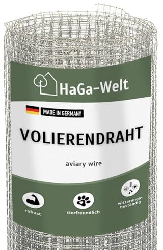 HaGa Volierendraht - 1m Breite | 20m Länge | 6x6mm Masche - Verzinktes Drahtgitter für Vogelvoliere, Hühnerstall & Kleintiergehege - Rostfreier Draht für Voliere - langlebig & witterungsbeständig