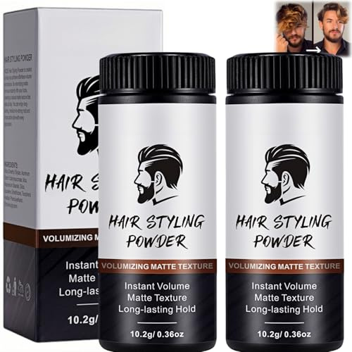 2PCS Hair Texture Powder, Hair Styling Powder for Men, Hair Powders Men Styling, Natural Matte Texture for Hairs Volume-Powder Long-Lasting Hold and Easy to Apply with No Grease or Residue, 10g