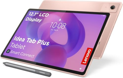 Lenovo Idea Tab Plus-surfplatta | 12,1 tum 2,5K LCD-skärm | 16:10 | MediaTek Dimensity 6400 | Integrerad arm Mali-G57-grafik | 8 GB RAM | 128 GB minne | Android 15 | Sand Rose färg | inkl. penna