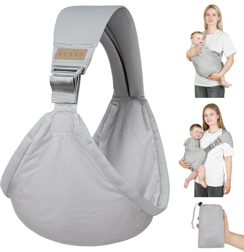 AUYAO Babytragetuch Tragetuch Baby Neugeborene Crossbody Verstellbare Trage | Träger Babytrage Tragehilfe Einfach Anzuziehen Elastisches Baby Freihändige Anzulegender Tragetuch Aufbewahrungstasche
