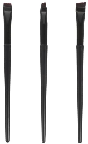 Pincel Delineador Fino de 3 Piezas para Ojos y Cejas Negro | Plástico y Aluminio, Agarre Cómodo y Trazado Preciso, Estilo Elegante para Aficionadas y Profesionales