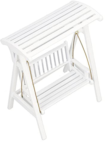 OVAQUIXI Puppenhaus-Schaukelstuhl, Moderne Miniaturmöbel, Niedliches Design für, Fröhliches Spielen, Birkenholz, Metall, für Gartendekoration