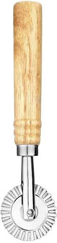 Rotella tagliapasta per ravioli con rullo in lega di zinco, lama affilata, con manico in legno, per pasta, pasticceria, gnocchi, noodles (4 cm x 16 cm)