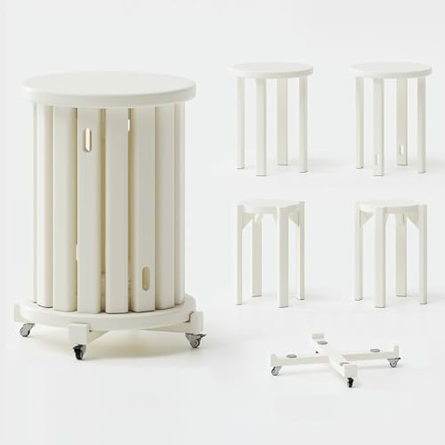 Stapelbara pallar set med 4 – stapelbara träpallar med hjul, multifunktionella ändbord för vardagsrum, litet soffbord, nattduksbord