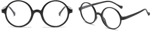 2 gafas redondas sin fuerza, color negro, clásicas gafas nerd para mujer, hombre y niños, accesorio retro para carnaval, Halloween, fiesta temática, cristal de ventana ligero, juego de accesorios