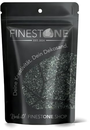 FinestOne® Premium Schwarz Silber Glitzernd – Glimmerreicher Deko-Sand natur, DIY, Basteln, Resin, Jesmonite, Körnung 0,1–0,6 mm, Made in Germany ohne Zusätze – 1 kg