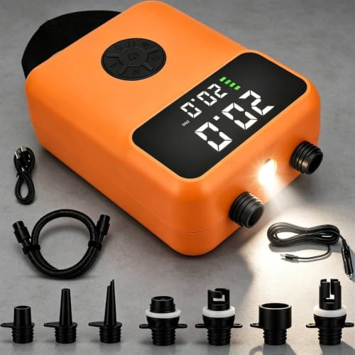 Elektrische Luftpumpe für Paddleboard, 12000mAh Elektrische Pumpe Stand Up Paddle Tragbar Hochdruck Kombi-Luftpumpe mit Auto-Off für Stand Up Paddle Boards, Boote, Kajaks