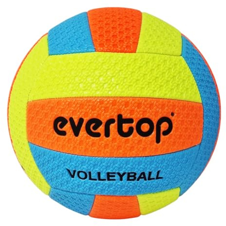 CUCUBA Pallone Da Volley e Beach Volley Evertop da Allenamento o Partita Diametro 20cm Size 5 Colore Azzurro Giallo e Arancione