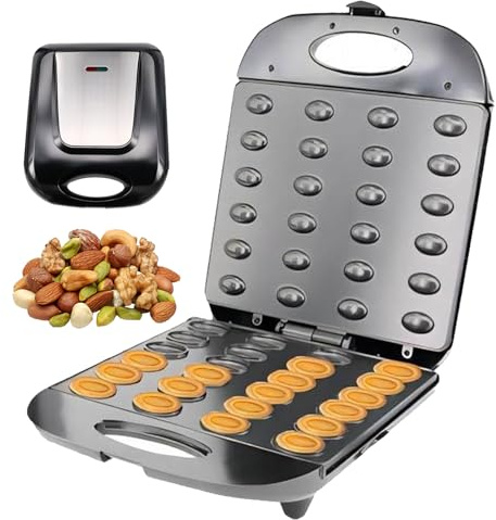 Macchina Elettrica Per Biscotti Alle Noci, 1400 W, Antiaderente, Per Torte Di Noci Con Spia Luminosa, Riscaldamento Su Entrambi I Lati, Ideale Per Preparare Frutta Secca Fatta In Casa