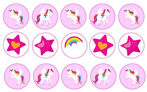 15 x 2 inch cupcake toppers pink purple unicorn edible wafer paper