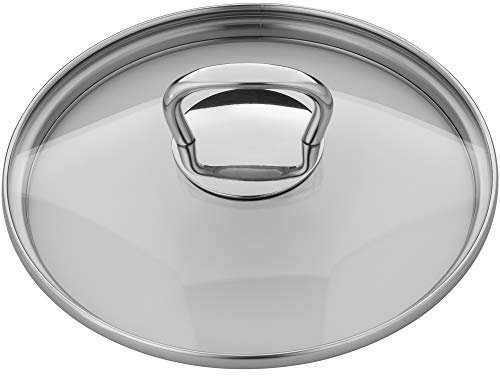 WMF Tapa de cristal de 16 cm con mango de metal cuadrado, tapa para ollas y sartenes, cristal resistente al calor, apto para lavavajillas