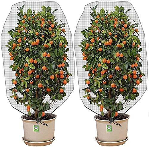 Alpurple Insect Bird Barrier Netting Mesh with Drawstring - Garden Bug Netting Plant Cover for Protect Plant Fruits Flower from Insect Bird Eating (Large 2 PCS)…