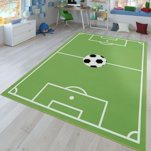 TT Home Kinder-Teppich, Spiel-Teppich Für Kinderzimmer Mit Fußball-Design, In Grün, Größe:240x340 cm