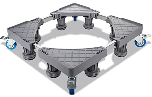 MorNon Socle de machine à laver stable et réglable - Avec 4 roulettes et 8 pieds - Longueur : 40-68 cm - Hauteur : 9,5-13,3 cm - Pour sèche-linge