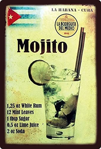 Metall Schild 20x30cm Mojito Rezept Karte Havana Cuba Blechschild Vintage