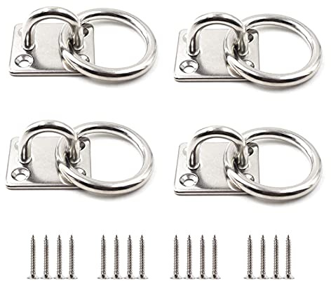 Edelstahl Decksplatte Augplatte mit Ring Edelstahl Augplatte mit Öse Augplatte aus 304 Edelstahl Augplatten Haken Decksplatte Augplatten für Sonnensegel Ösenplatte Ösen Halterung Augenplatte 4 Stück