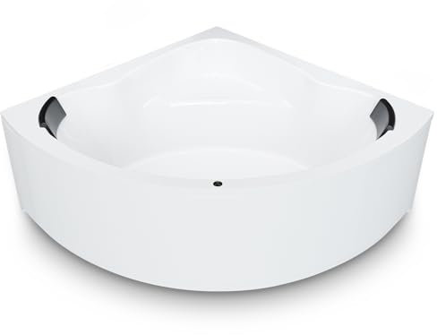 Aquade Acryl Eckbadewanne 150x150 Modell: Koblenz - Weiß Badewanne Komplettset 150x150 - Badewannen Mit Wannenträger + Schürze + Ab-Überlauf mit Zulauf + Nackenkissen + Led