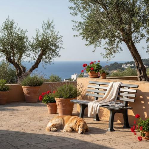 PROREGAL Gartenbank Antigua | 2-Sitzer | Graphitgrau | HxBxT 74x120x54cm | Witterungs- & UV-beständiger Kunststoff | Parkbank Sitzbank Außenbereich Garten Balkon Terrasse