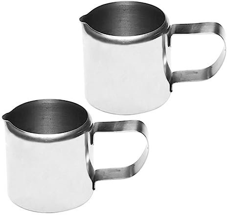 BESTonZON 4 Pcs Mini Pot À Lait Lait Crème Tasse Café Expresso Pichet À La Vapeur Pichet En Céramique Concentré D'Espresso Tasse Café En Acier Fournitures De Expresso Fournitures