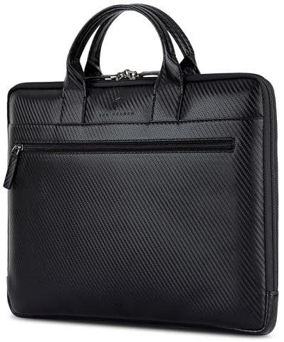 VON HEESEN Leder Aktentasche Laptoptasche bis 16 Zoll aus hochwertigem Nappa-Leder