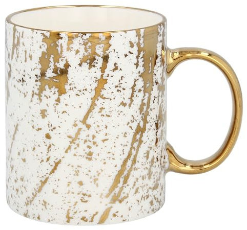 Mug cadeau en porcelaine blanche et dorée, 340 ml