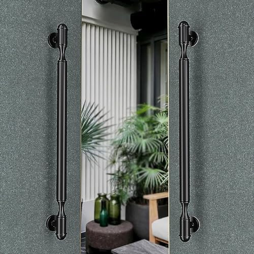 HACSYP Eingangstürgriff, kommerzieller Push-Pull-Türgriff aus Edelstahl, Moderne, robuste Glasgriffe, Scheunentürgriffe, Bar, Hotel, Buchhandlung, Büro, Geschäft (Color : Black, Size : 40Cm/15.7In)