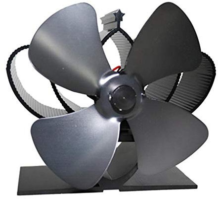 HPTHLY Chimenea Negra de 4 aspas térmicas, Estufa de pellets con Ventilador, Horno, Quemador de Madera, Ventilador ecológico, Herramientas para Accesorios Decorativos, Portal