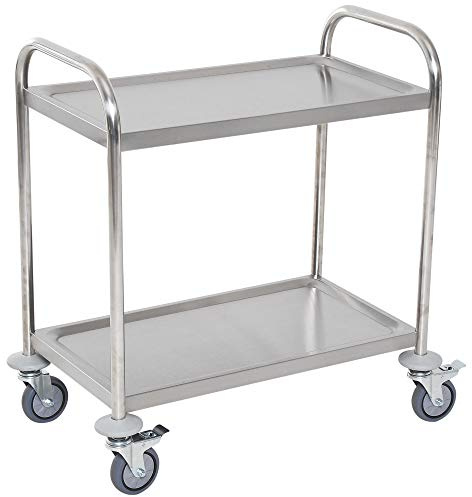 HOMCOM Carrito Auxiliar con Ruedas de Acero In 80x45x82 cm Plata