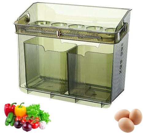 Egg Container for Fridge, Egg Holder for 10 Eggs with 2 Small Storage Boxes, Fridge Organiser, Egg Storage, Fridge, Egg Box, Egg Storage (Transparent Green)