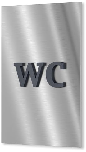 Urhome WC Toiletten Schild aus V2A Edelstahl 160x110-250x175mm Anthrazit Metallic - Piktogramm Türschild rostfrei - Herren Damen Toilette Infoschild für Wand Tür Innen und Außen