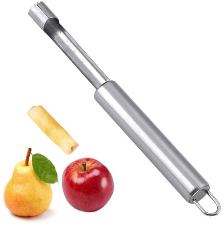 Edelstahl Apfelausstecher,Apfelentkerner,Leicht zu Reinigender Apfelausstecher,Robuster Edelstahl apfelkernausstecher,Praktischer Kernausstecher mit Aufhängeöse,für Äpfel Birnen und anderes Obst