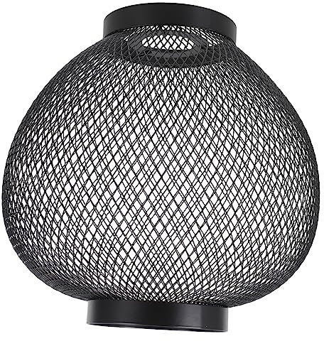 Housoutil Metal Mesh Lamp Shade Ceiling Black Mesh Light Cover Retro Style Lampshade
