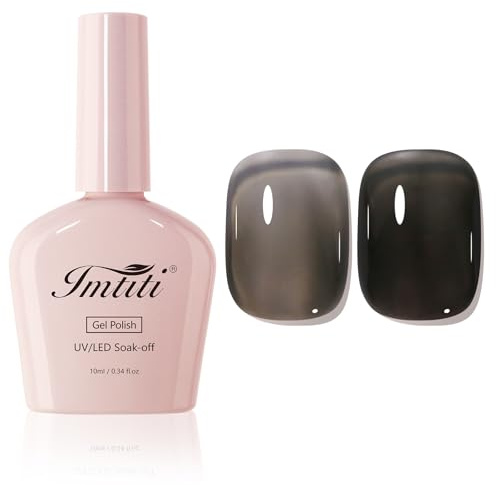 Imtiti Schwarz Jelly Gelnagellack 10ML Sheer Transluzent Soak Off UV LED Aufbaubar Glas Effekt Langanhaltend 28+ Tage Hochglanz Salonqualitaet Nagelkunst fuer Damen Maedchen Geschenk 0.34 fl oz