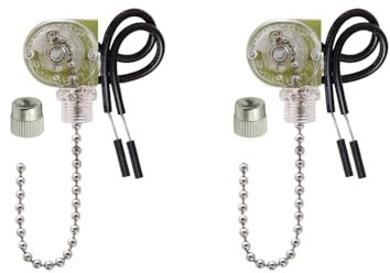 HUAXRUI Interrupteur à chaîne, remplacement pour ventilateurs de plafond Hunter Hampton Bay Harbor Breeze, interrupteur de commande de la lumière ZING Ear On/Off (2, ZE-109 Nickel)