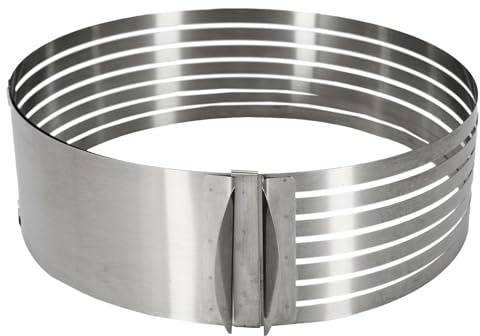 Lily cook Cercle à Trancher Génoise Réglable en INOX 6 Fentes Argent | Acier inoxydable, cercle à trancher génoise, réglable, 30x8 cm, 6 fentes pré-découpées, pâtisserie, argent