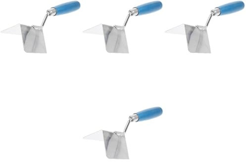Angoily 4 Stück Männliche Hörner Wand Abschöpfen Flache Kelle Finisher Glättkelle Maurerwerkzeuge Innere Loch Bausatz Set Zum Aufhängen Von Bildern Eckkelle Trockenbau Rostfreier Stahl