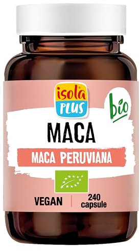 ISOLA PLUS Maca Peruviana, Integratore Alimentare Biologico, 240 Capsule da 560mg, Vegano e Bio