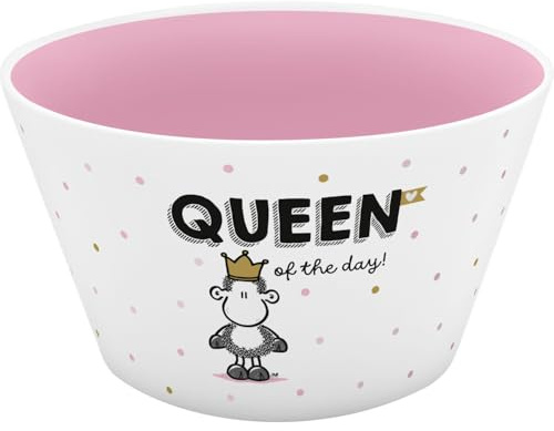 Sheepworld Schale Queen of the day | Porzellan 60 cl Müslischale | 74720 | Snackschale, Motiv mit Spruch, Geschenkidee zum Geburtstag, Tischdeko