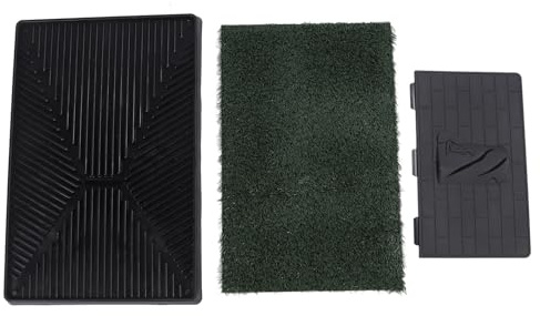Dog Grass Pee Pads Reusable Easy to Clean 3 Layer System Puppy Training Artificial Grass Potty Tray For Indoor Small Dogs Compact Spaces Sturdy Premium Material (Large Size with Baffle)