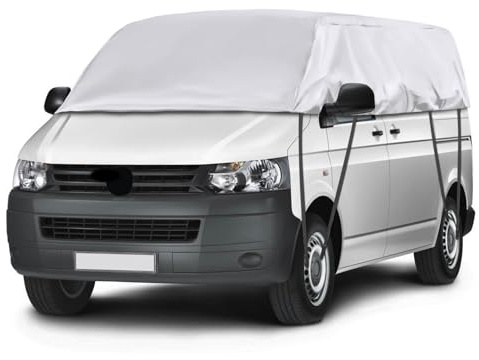 Autoabdeckung Ersatz für VW T5 T6 LWB, Silber Halbgarage Wasserdicht | Sonnenfest Hälfte Autoabdeckung UV Beständige Halbe Auto Abdeckplane Staubdicht Schneefest Outdoor Indoor