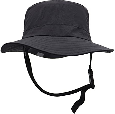 Hperu Surf hatt med hakrem, solhatt UPF 50+ brett brätte, fiske för män, båtliv och vattensporter sommarskydd – surfsvart