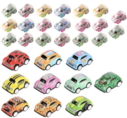 ZYLOUY 30 Stück Kleine Autos, Mini Auto Spielzeug, Kleine Legierung Spielzeugautos Aufziehauto, Autos Spielzeug, Aufziehspielzeug Party, (Zufällige Designs)