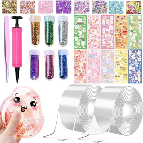 Juego de 38 nanocintas de burbujas de doble cara, cinta adhesiva de doble cara, cinta adhesiva de burbujas, reutilizable, nanocinta adhesiva con lentejuelas, cinta de burbujas inflable, regalos para