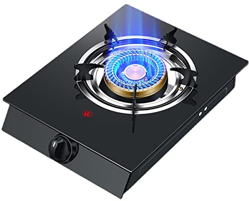 Burners Gas Hob gas hob Portable Stove Single Burner Cooker Camping Wok Black Tempered Glass 4.2kW Outdoor LPG Cooktop